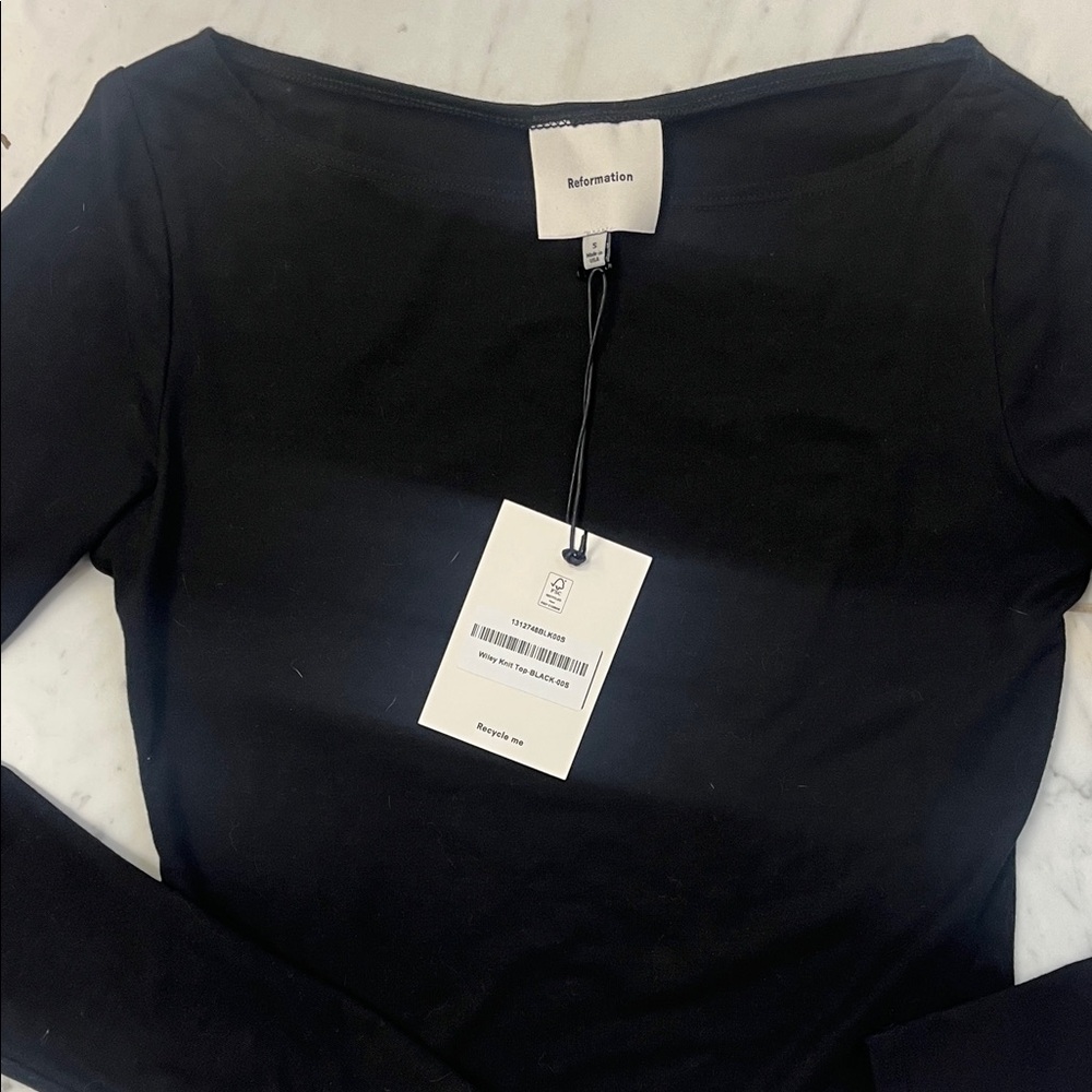 Reformation Classic Black Long Sleeve Top - Picture 3 of 5